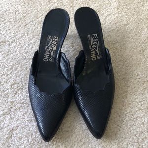 Authentic Ferragamo kitten heel mules